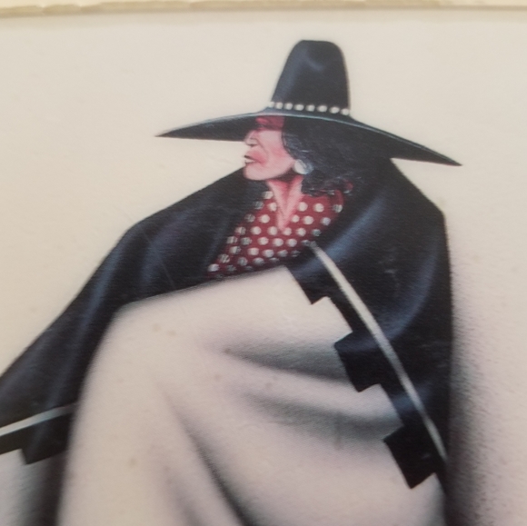 VTG Robert RedBird Art Decorative Ceramic Tile Native American "The Chanter" - Picture 2 of 6